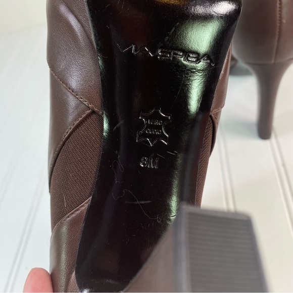 Via Spiga Tocarra brown leather platform ankle booties - Picture 8 of 14